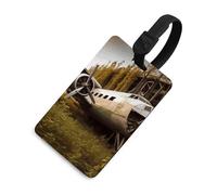 Abandoned Plane Luggage Tag Classic Personalized Repeated Luggage Tag Cute Unique Travel Essentials Identifiers for Women Men Baggage Backpack Handbag Suitcase, Black-style, One Size