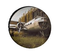 Abandoned Plane Universal Tire Cover Replacement Oxford Fabric Waterproof Wheel Protector for SUV Truck RV Camper Dust/Snow/Sun Protection, 24 Inch