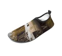 Abandoned Plane Water Shoes for Men Women, Lightweight Stretch Swim Shoes with Anti-Slip Rubber Sole, Quick-Dry Aqua Socks for Pool, Beach, Surfing, Style, 14 Women/14 Men