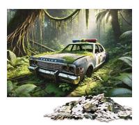 Abandoned Police Car in Jungle Puzzles 1000 Pieces Wooden Puzzles for Adults & Teenager Learning Educational Toys 1000pcs (75x50cm)