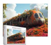 Abandoned sci-fi Train 1000 Piece Jigsaw Puzzles for Adults Vegetation Cover Scene Art Jigsaw Puzzle Challenging Family Activity Games Colorful DIY Craft Puzzle for Home Decor Gifts 27×20 Inches