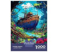 Abandoned Ship Jigsaw Puzzle 1000 Piece Jigsaw Puzzle for Adults Tropical Forest 1000 Pieces Puzzle Game Relaxing Focus Home Decor 70x50cm/1000pcs