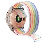 Abanen Hook and Loop Quick Dry 20mm Watch Band for Garmin Fenix 8 43mm / epix Pro 42mm / Fenix 7S/6S/5S, Woven Nylon Ultralight Sport Wristband Strap for Instinct 2S / Instinct E 40mm (Rainbow)