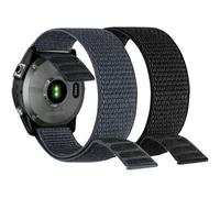 Abanen Hook and Loop Quick Dry Watch Band for Fenix 6/Fenix 7/EPIX 2, 22mm Woven Nylon Ultralight Sport Wristband Strap for Garmin epix Pro 47mm, Instinct 2 Solar, Forerunner 955 (Black Grey)