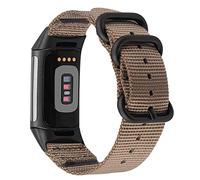 Abanen Nylon Bands for Fitbit Charge 5, Woven Nylon Quick Dry Band Wrist Strap with Stainless Steel Ring Clasp Adjustable Compatible with Fitbit Charge 5 for Men and Women (Tan)