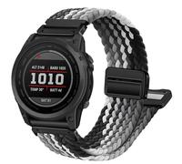 Abanen Quick Fit 22mm Stretchy Watch Band with Magnetic Buckle for Garmin Fenix 7 / Fenix 6 / Fenix 5 / EPIX 2, Soft Loop Elastic Braided Wristband Strap for epix Pro 47mm/Forerunner 955 (Black-Grey)