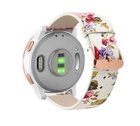 Abanen Watch Bands for Garmin Vivoactive 4S,Venu 2S,Vivomove 3S, Floral Printing Leather Updated 18mm Quick Release Women Wristband Strap with Rose-Gold Clasp for Fossil Women's Gen 6,Gen 5(White)