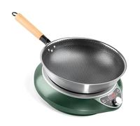 Abangdun Wok Induction Cooktop 1700W 120V Wok Burner Induction Curved Electric Stove Hot Plate With Stainless Steel Pot