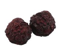 Abaodam 1 Pair 4cm Wooden Lion Head Baoding Balls Hand Exercisers for Strength Therapy and Stress Relief Carved Purpleheart Palm Massage Balls for Muscle and Meditation