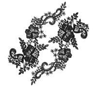 Abaodam 1 Pair Black Lace Appliques Embroidered Patches for DIY Clothing Projects, Easy-to-sew Polyester Yarn Floral Decoration Suitable for Fashion Shows and Stylish Garments