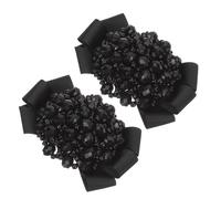 Abaodam 1 Pair Black Ribbon Bow Shoe Clips with Beaded Crystal Embellishments Decorative Shoe Charms for Pumps Heels Elegant Jewelry Accessories for Women