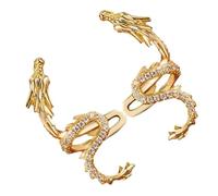 Abaodam 1 Pair Dragon Rhinestone Clip-On Ear Cuff Earrings Metal Ear Clips Non-Pierced for Women Chinese Style Celebration Jewelry