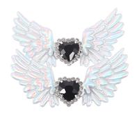 Abaodam 1 Pair Goth Shoe Charms Shoe Buckles Delicate Rhinestone Alloy Angel Wing Design Make A Fashionable Statement Add Uniqueness for Women Daily Wear