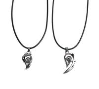 Abaodam 1 Pair Heart Shape Magnetic Couples Necklace Projection Pendant Clavicle Chain Set with I Love You in 100 Languages for Men and Women