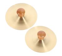 Abaodam 1 Pair Mini Brass Cymbals 7cm Pure Copper Sound Ethnic Percussion Instrument Wooden Handle For Dance Performances And Parties
