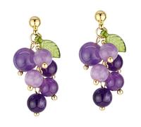 Abaodam 1 Pair Purple Crystal Grape Resin Earrings for Women Dainty 925 Silver Fruit Earrings Cute Drop for Teen Fashion Jewelry