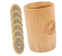 Abaodam 1 Set Bamboo Tube Divination with Copper Coins Chinese Fortune Telling Game Supplies for Family Gatherings and Temple Occasions