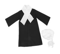 Abaodam 1 Set Children's Judge Uniform Lawyer Wig Judge Robe Halloween Cosplay Outfits Colonial Judge Wig False Collar Pretend Play Lawyer Outfit for Judge Outfit Polyester Black