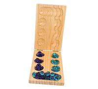 Abaodam 1 Set Foldable Wooden Mancala Board Game with African Gemstone Stones Logic Training Chess for Educational and Interactive Family Fun for Birthdays and