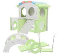 Abaodam 1 Set Hamster Hideout with Ladder Habitat for Pets Includes Swing Seesaw Bridge and Villa for Exercise and Play