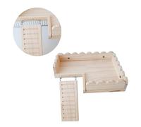 Abaodam 1 Set Hamster Platform Tray Set Solid Wood Foundation for Small Animals for Hamsters Gerbils and Guinea Pigs Easy to Install Durable Khaki Color Adds Fun to Pet Habitat
