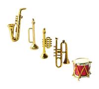 Abaodam 1 Set Miniature Classical Musical Instrument Vintage Saxophone Trumpet Drum More Mini House Accessories for Musical Decor and Photography