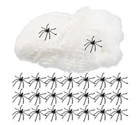 Abaodam 1 Set Spider Web Decoration: Glow-in-the-dark Stretchy Cobweb With Realistic Plastic Spiders For Halloween Party Decorations - Spooky Haunted House Props