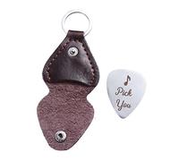 Abaodam 1 Set Thumb Picks with Leather Case Stainless Steel Guitar Picks Keyring for Valentine's Day Comfortable Grip and Unique Sound Quality