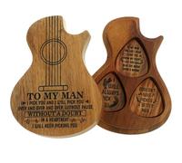 Abaodam 1 Set Wooden Guitar Pick Organizer with Plectrums and Storage Box Durable Solid Wood Guitar Accessory for Musicians for Collectors