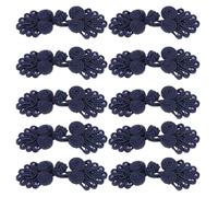 Abaodam 10 Pairs Chinese Style Cheongsam Buttons Seven-Pearl Toggle Closure Fasteners for Sewing Clothes DIY Wedding Dress Decorations Navy Blue