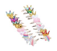 Abaodam 10 Pairs Sparkly Hair Clips Non-slip Snap Barrettes with Gradient Sequin Crowns Hearts Stars Butterflies for Birthday Holidays Parties