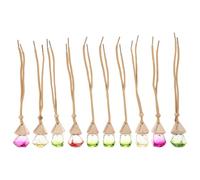Abaodam 10 Pcs 8ml Car Hanging Perfume Bottles Set, Colored Diamond-shaped Glass Bottles with Wooden Caps, Auto Aromatherapy Diffuser Pendant for Vehicle Decoration Random Color