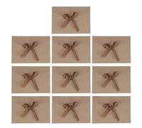 Abaodam 10 Pcs Khaki Solid Color Paper Envelopes with Ribbon Tieing, Creative Retro Bow Style Blank Envelopes for Birthday Parties and Business Activity Invitations