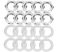 Abaodam 10 Sets Electric Guitar Socket Nuts Washer Alloy Silver Professional Easy to Install Not Easy to Paint off Guitar Accessory