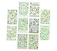 Abaodam 10 Sheets Clover Nail Art Stickers Decorative Manicure Decals Adhesive Sticker with Creative Classic Irish Festival Elements Design Assorted Color for Irish Festival Party Nail