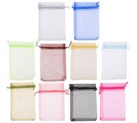 Abaodam 100 Pcs Small Organza Jewelry Bags with Drawstring Lightweight Transparent Pouches for Candy Sweets and Small Items Multi-color Storage Bags for Party and Wedding Favor