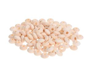 Abaodam 100pcs 14x7mm Flat Rondelle Wooden Abacus Beads Unfinished Saucer Spacer Beads with 4.5mm Hole for DIY Jewelry Crafting Bracelet Necklace Making