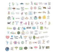 Abaodam 100pcs Biology Stickers Retro Notepad Stickers Self-Stick Science for Diary Book Luggage Decorative DIY Science Decals Bulletin Board Decorations