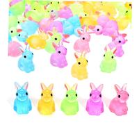 Abaodam 100pcs Glow the Dark Mini Resin Rabbit Figurines Luminous Mini Bunnies for Micro Landscape Decoration Intricately Designed Animal Ornaments for Party Favors