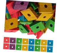 Abaodam 100Pcs Parrot Nibbling Mixed Color Wooden Chip Chew Blocks for Bird Play Durable Safe DIY Chewing Promotes Fun Exercise for Cage Decoration