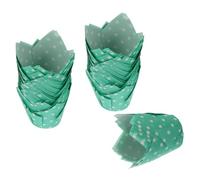 Abaodam 100pcs Tulip Shape Paper Cake Packing Cups Oil-Proof Disposable Baking Liners for Cupcake Muffin Baking with Decorative Grease-Resistant Design Suitable for Showers and Diner