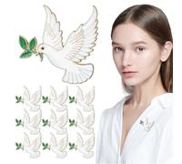 Abaodam 10Pcs Alloy Peace Dove Brooches with Olive Branch, Cute Dove Pins for Women’S Lapel, Shawls, Hats and Bags, Bulk Pin Badges for Celebration and