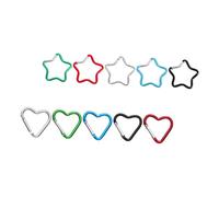 Abaodam 10pcs Aluminum Star and Heart Carabiner Clips Lightweight Keychain Clasps for Backpack Phone Chains DIY Jewelry Secure Locking Key Holders in Silver Black Red Green Blue