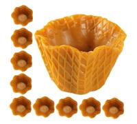 Abaodam 10pcs Artificial Ice Cream Cone Holders Mini Flat Cone Models for Pretend Play Food Accessories, Sturdy Plastic Material, Suitable for Ice Cream Cart and Kitchen Sets