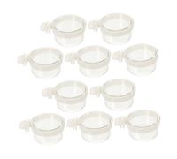 Abaodam 10pcs Bird Cage Accessories Hanging Feeders and Water Bowls for Parrot, Acrylic Small Food and Water Bowls with Clip, No Mess Chicken Feeder Cups for Pet Birds