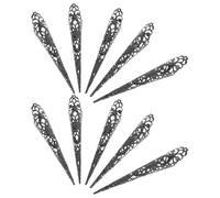 Abaodam 10pcs Black Ancient Style Finger Nail Tip Claws for Cosplay Party Festival Fake Fingernail Protectors with Intricate Hollow Design Easy to Wear Costume Nail Covers