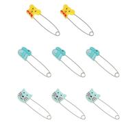 Abaodam 10pcs Cartoon Animal U-Shaped Safety Pins Diaper Fasteners Random Colors Small Size for Newborns and Cloth Diapers