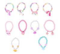 Abaodam 10Pcs Cartoon Bead String Bracelets Set Unicorn Rainbow Ice Cream Rose Marine Animal Wrist Chain for Mixed Designs