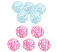 Abaodam 10pcs Cat Plastic Balls with Bells, Interactive Reusable Kitten Indoor Chase Balls for Cats, Pink and Blue Multi-pattern Pet Set Random Color