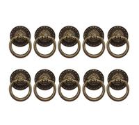 Abaodam 10pcs Copper Drawer Pull Ring, Dresser Ring Knob, Golden Vintage Retro Classic Single Hole for Cabinet Doors and Dresser, Wear-Resistant Easy Install,